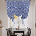 thumbnail image 3 of Navy Blue Balloon Curtains for Living Room/French Door, Traditional Tribal Abstract Geometric Art Tie Up Curtains 63 Inch Length Energy Saving Kitchen Curtains Shades for Windows 42"x63", 3 of 8