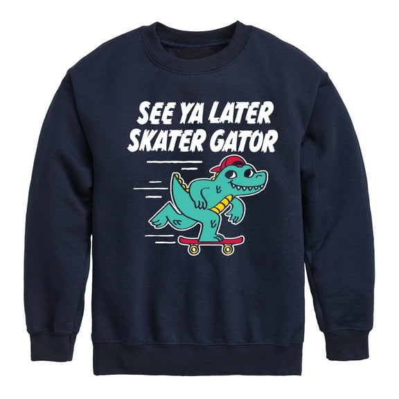 Instant Message - Skateboarding - See Ya Later Skater - Toddler & Youth Crewneck Fleece Sweatshirt