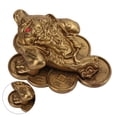 thumbnail image 2 of Riousery Auspicious Brass Money Frog Figurine - Lucky Three-Legged Toad Statue for Wealth and Prosperity, Office Desktop & Living Room Decoration, 2.6 inches / 6.5 cm Length, Perfect Gift for Success, 2 of 9