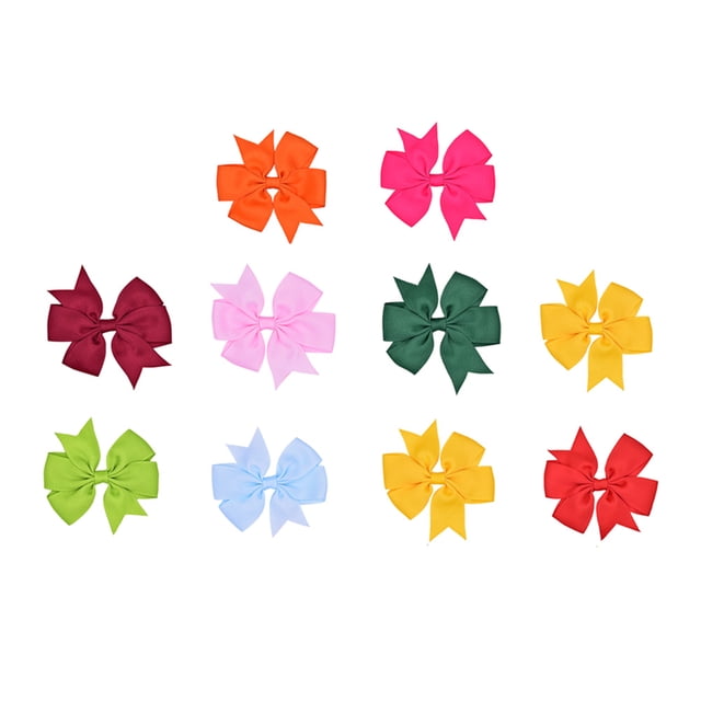 KAKOWELY 10pcs Pet Bowknot Hair Clips Dog Rib Ribbon Clips Puppy Grooming Headdress Hair Accessories (Assorted Pattern),3.15"X3.15"X0.39"