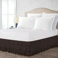 thumbnail image 2 of CCNY 10" Inch Drop Multi Ruffled Bed Skirt Short King Size 100% Microfiber Made Chocolate Color, 2 of 6