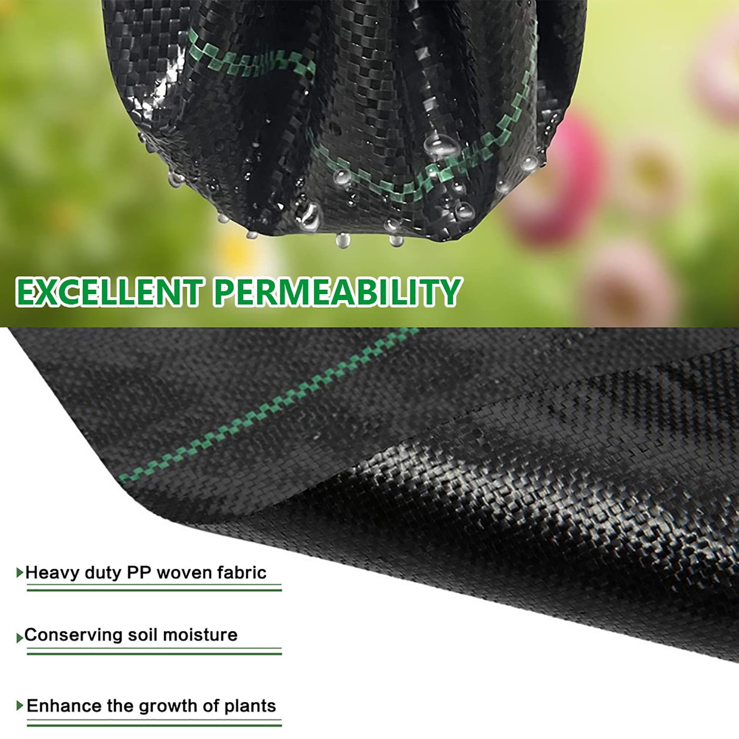 Goasis Lawn Black Weed Barrier 3ft x 250ft Heavy Duty PP Woven Landscape Fabric
