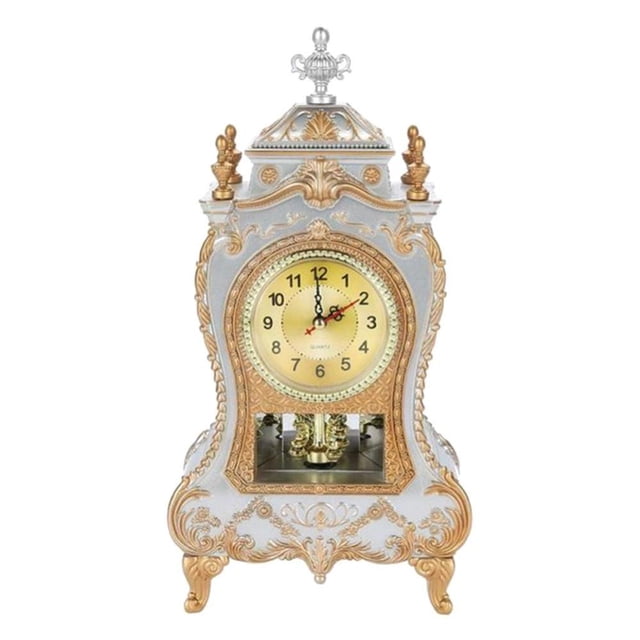 European Antique Desk Clock Retro Clock Living Room Decoration Desk Clock Home Clock White