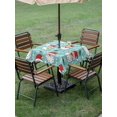 thumbnail image 4 of Outdoor Tablecloths with Umbrella Hole & Zipper, Merry Christmas 54x54 Inch Square Tablecloths, Santa Claus Xmas Winter Leaves Snowflake Blue Waterproof Table Cloth, Patio/Pool/Picnic Table Covers, 4 of 8