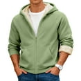 thumbnail image 2 of yuCgh Men's Winter Fleece Lined Hooded Jacket, Thickened Zip Up Coat with Multiple Pockets, Casual Outdoor Jacket for Cold Weather & Daily Wear,Light Green,S, 2 of 7