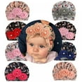 thumbnail image 2 of Soft Cute Newborn Baby Flower Pearl Design Girls Caps Infant Hat Turban Elastic Cap, 2 of 5