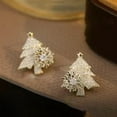 thumbnail image 5 of harmtty 1 Pair Stud Earrings Festive Shiny Rhinestones Inlaid Geometric Temperament Decoration Gifts Women Snowflake Christmas Tree Ear Studs Jewelry for Holiday, 5 of 7
