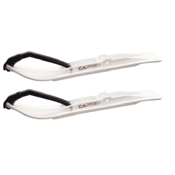 Pair of White C&A Pro XT 7-1/4" Snowmobile Skis W/Black C&A Loops