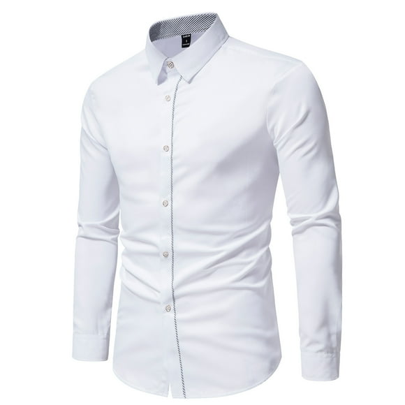 Meichang Meichang Mens Slim Fit Dress Shirt Luxury Silk Satin Long Sleeve T Shirt Casual Button Down Lapel Formal Shirts Business Wrinkle Free Dress Shirts