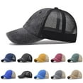 thumbnail image 4 of Men Trucker Hat Washed Cotton Mesh Back Baseball Cap Adjustable Solid Dad Hats, 4 of 11
