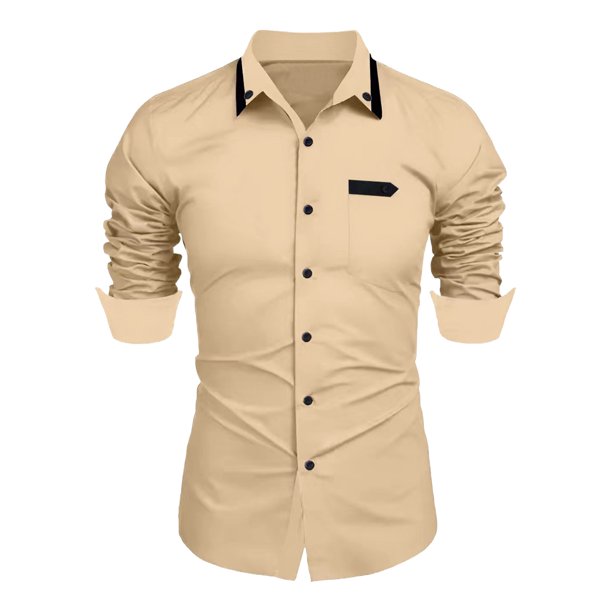 pstuiky camisas de manga larga para hombre, Camisa informal de manga larga con solapa y color liso para hombre Tops casuales para hombres xxxl