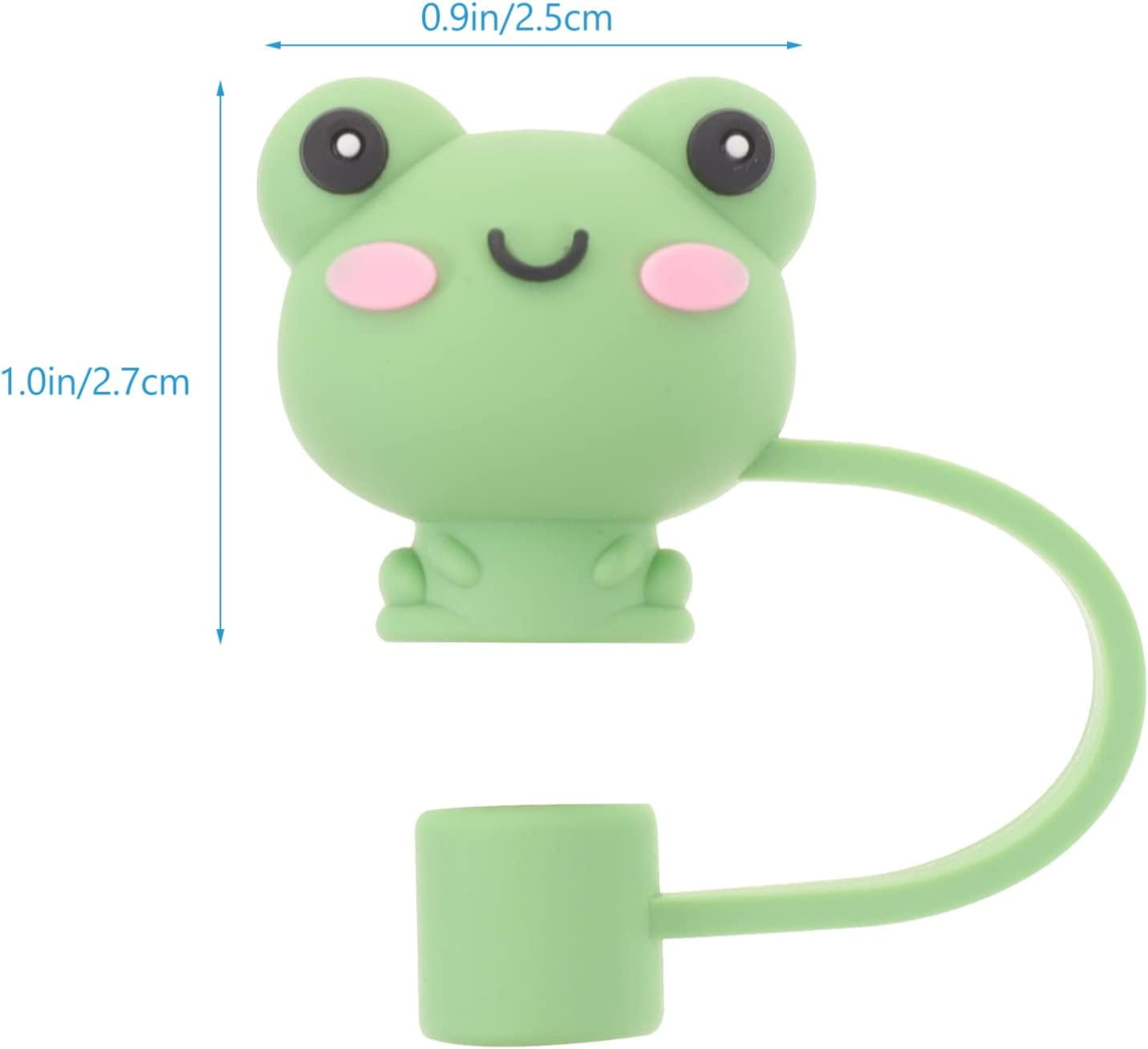 GTOTd Green Frog Drinking Straw Covers Cap（15 PCS）6-8 mm Silicone Cute  Straw Tip Covers Splash Proof Reusable Dust Proof Aesthetic Cup Accessories