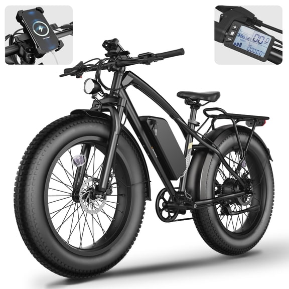 Haroma Electric Scooter Bike, 26"x4.0" Fat Tire E Bike, 500W (Peak 1000) Motor, 48V 15.6Ah Removable Electric Bike for Adults, 60 Miles & 25 mph, Electric Bicycle with 7 Speed and Front Suspension