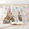 thumbnail image 3 of Happy Easter Bunny Pillow Covers 2 Pack Easter Brown Rabbit Spring Flowers Leaf Grey Buffalo Plaid Pillowcase Waterproof Outdoor Throw Pillow Cover for Patio Garden Square Cushion 16”x16”, 3 of 9