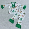 thumbnail image 1 of Ropa de dormir para niños, conjuntos de camisa de pan de jengibre, Top, pantalones verdes, ropa de moda, invierno, Navidad, venta al por mayor, 1 of 4