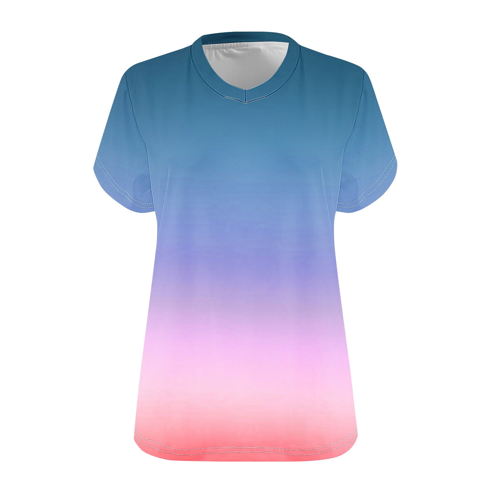 XL-5X Plus Size Tees Tops for Women Short Sleeve V Neck Oversized T Shirts Womens Trendy Gradient Printed Pullover Loungewear Going-Out Blouses Top