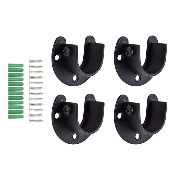 4 soportes de acero inoxidable para barra de armario, soporte de brida resistente para barra de cortina de ducha, extremo de barra de riel de ducha 25 mm