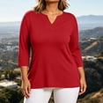 thumbnail image 3 of Perfectbot Women's Plus Size 3/4 Sleeve V-Neck Tee Casual Solid Color T-Shirt Sizes L-5X, 3 of 7