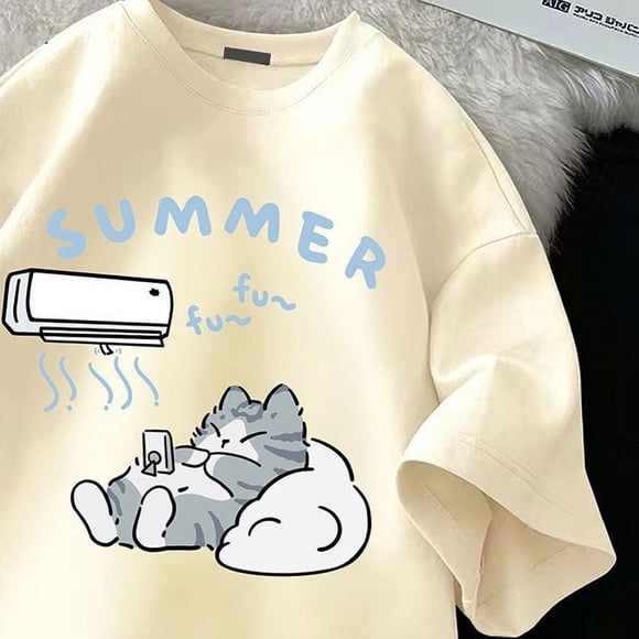 New extra large size round neck printed summer new short sleeved T-shirts for couples cute and versatile simple tops trendy y2k JIANGLANG