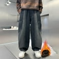 thumbnail image 6 of YunPes Boys and Girls Jeans with Fleece Lined Comfy Warm Baggy Pants Children's School Streetwear Trendy Clothes for Fall Winter, 6 of 9