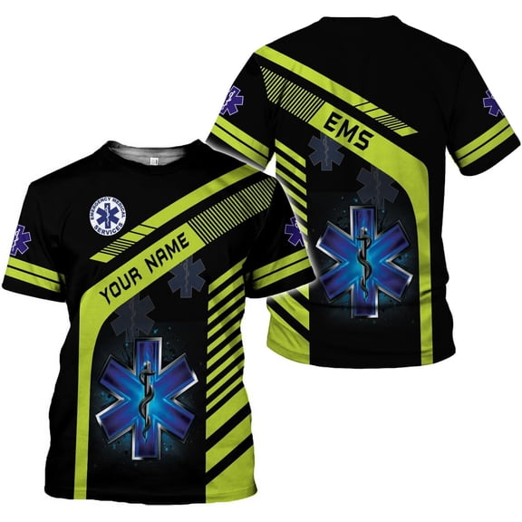 Personalized EMT Shirt, EMS Shirt, Customized EMS Shirts,EMT Paramedic Uniform Emergency Medical Technician Shirts (S)
