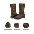 thumbnail image 3 of BURUDANI Girls Kids Winter Fashion Knee High Winter Boots Buckle Zipper Riding Boot Mid Boot Atlanta-K Brown Size 13, 3 of 9