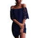 thumbnail image 1 of Vestido PRETTYGARDEN Azul Marino Mini con Encaje Floral y Hombros Descubiertos L, 1 of 8