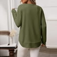 thumbnail image 5 of Dasayo Womens Tops Trendy Dressy Long Sleeve Green Waffle Knit Solid Fall Blouses Women's Blouses L, 5 of 6