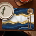 thumbnail image 5 of Blue Marble Gold Wave Pattern Summer Placemats Table Placemats Set Of 4-Linen Kitchen Washable Placemats Table Mats 11.8"x17.7" Non-Slip Heat Resistant, 5 of 6