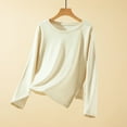 thumbnail image 2 of Sexlip Wool Sweaters Women Long Sleeve Slash Neck Loose Casual Warm Sweater Pullover Top Beige L, 2 of 6