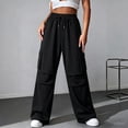 thumbnail image 2 of Jerdar Women's Barrel Leg Sweatpant Drawstring Elastic Waisted Wide Leg Pants Casual Cotton Palazzo Trousers with Pockets Office Work L, 2 of 8