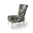 thumbnail image 3 of Designart "Ink On Stone Gold Teal Elegance" Gold Abstract Upholstered Accent Chair - Modern Arm Chair For Living Room, 3 of 7