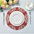thumbnail image 5 of GZHJMY Damask Talavera Red Round Placemats Durable Non-Slip Heat and Stain Resistant Placemat for Kitchen Table Decoration Outdoor BBQ Activities(4PCS) Table Mat, 5 of 7