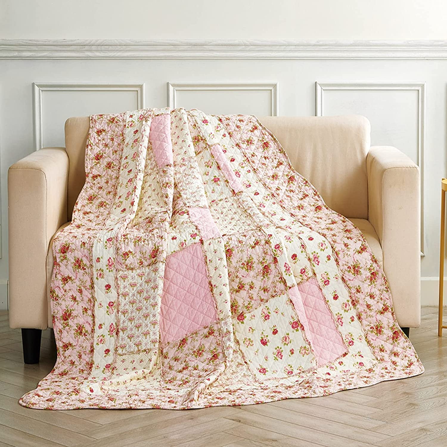 Floral quilted throw blanket sale