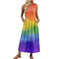 thumbnail image 6 of Women's Boho Maxi Sundress 2026 Summer Beach Dress Tie Dye Scoop Neck Sleeveless Loose Tank Dress, 6 of 7