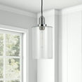 thumbnail image 2 of Evelyn&Zoe 7" Polished Nickel Metal/Glass Pendant, 2 of 6