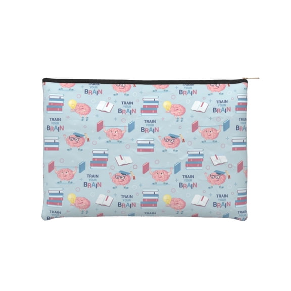 Hirioo Brain Training for Paper Reusable Cosmetic Bag Zipper Encouragement Travel Pouch Toiletry Bag for Women Girls