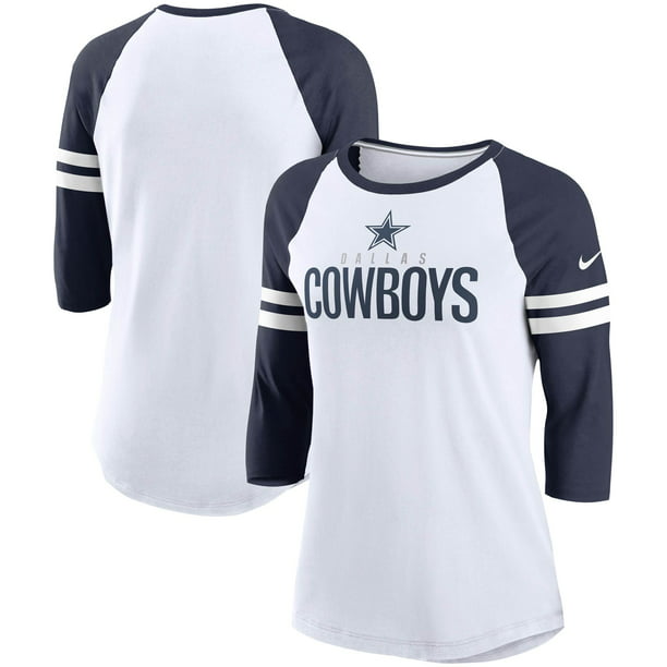 الجلخ Women's Nike White/Navy Dallas Cowboys Sleeve Stripe 3/4 Sleeve ... الجلخ