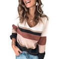 thumbnail image 1 of Pulls Décontractés Manches Longues Col Rond Couleur Patchwork Pull en Tricot Tops, 1 of 6