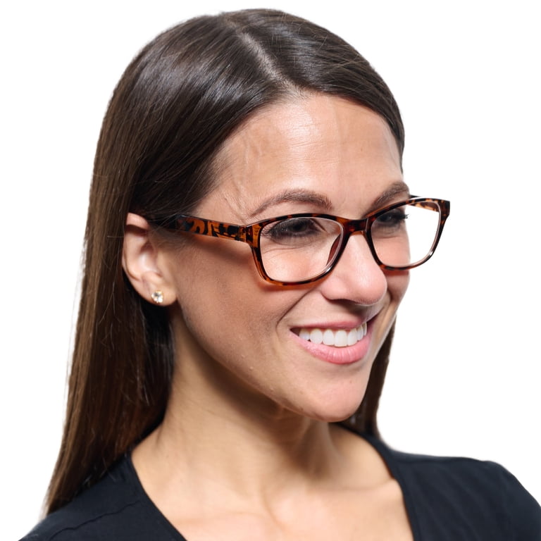 Equate Women's Iris Square Reading Glasses with Case, Tortoise Shell,