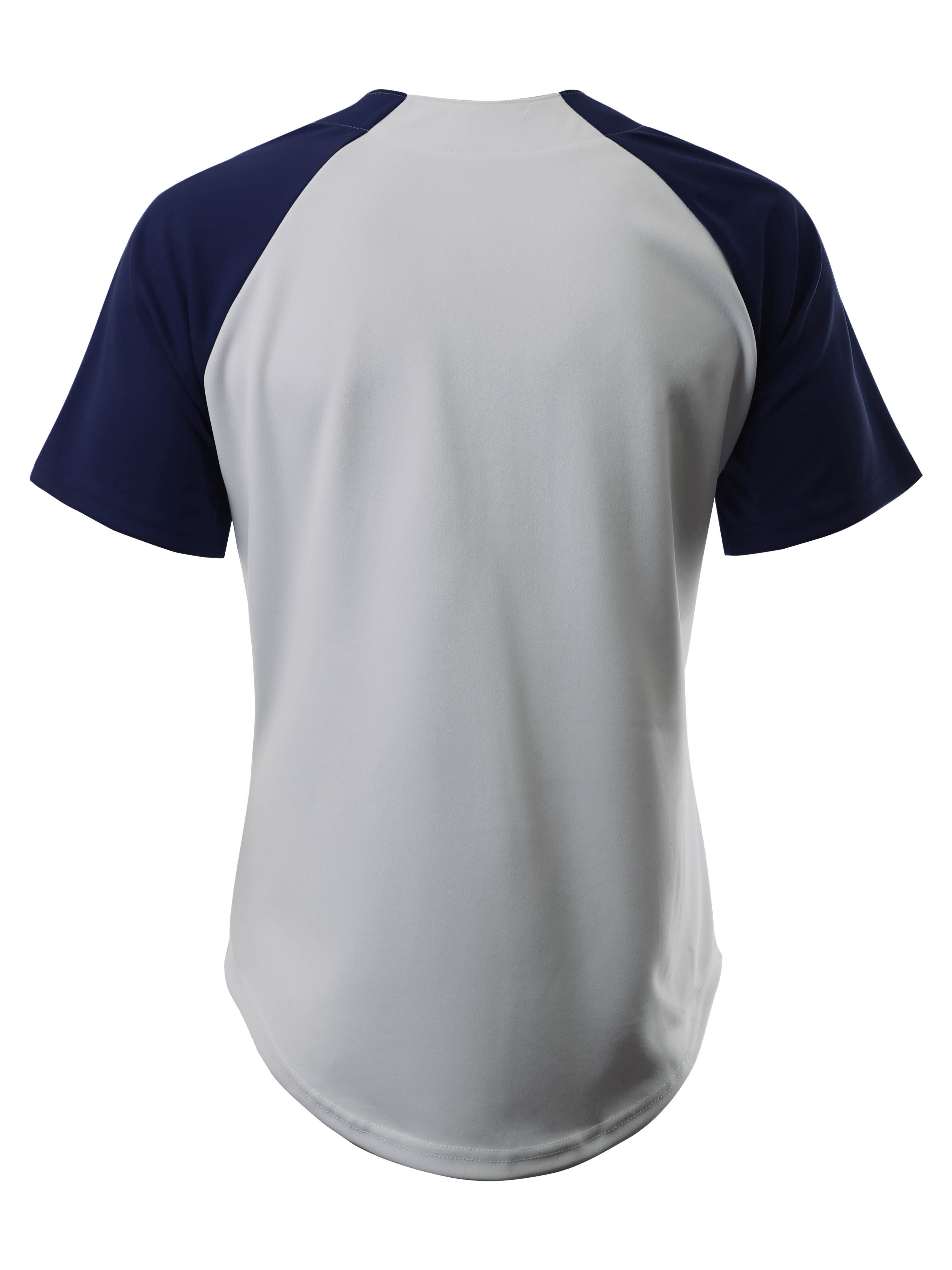 Ma Croix Men's Hip Hop Baseball Tee Button Down Street Inspired Sport Fit Two Tone Raglan Jersey