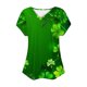 thumbnail image 4 of Fiudx Ofertas Del Día Top de Primavera/Verano de Manga Corta Informal con Cuello En V Estampado Del Día de San Patricio para Mujer, 4 of 5