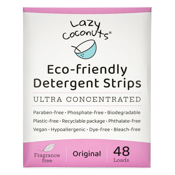 Lazy Coconuts Eco Friendly Laundry Detergent Strips Fragrance Free
