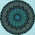 thumbnail image 1 of Ahgly Company Machine Washable Indoor Square Transitional Deep Teal Green Area Rugs, 5' Square, 1 of 7