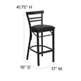 thumbnail image 2 of HERCULES Series Black Two-Slat Ladder Back Metal Restaurant Barstool - Black Vinyl Seat, 2 of 9