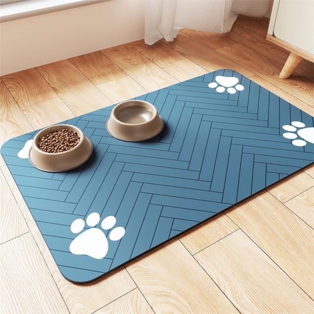 Diatomaceous Earth Pet Feeding Mat | Splash-Proof & Non-Slip Floor Protector | Absorbent Kitchen & Entryway Mat for Dogs & Cats | Easy to Clean Washable Household Mat
