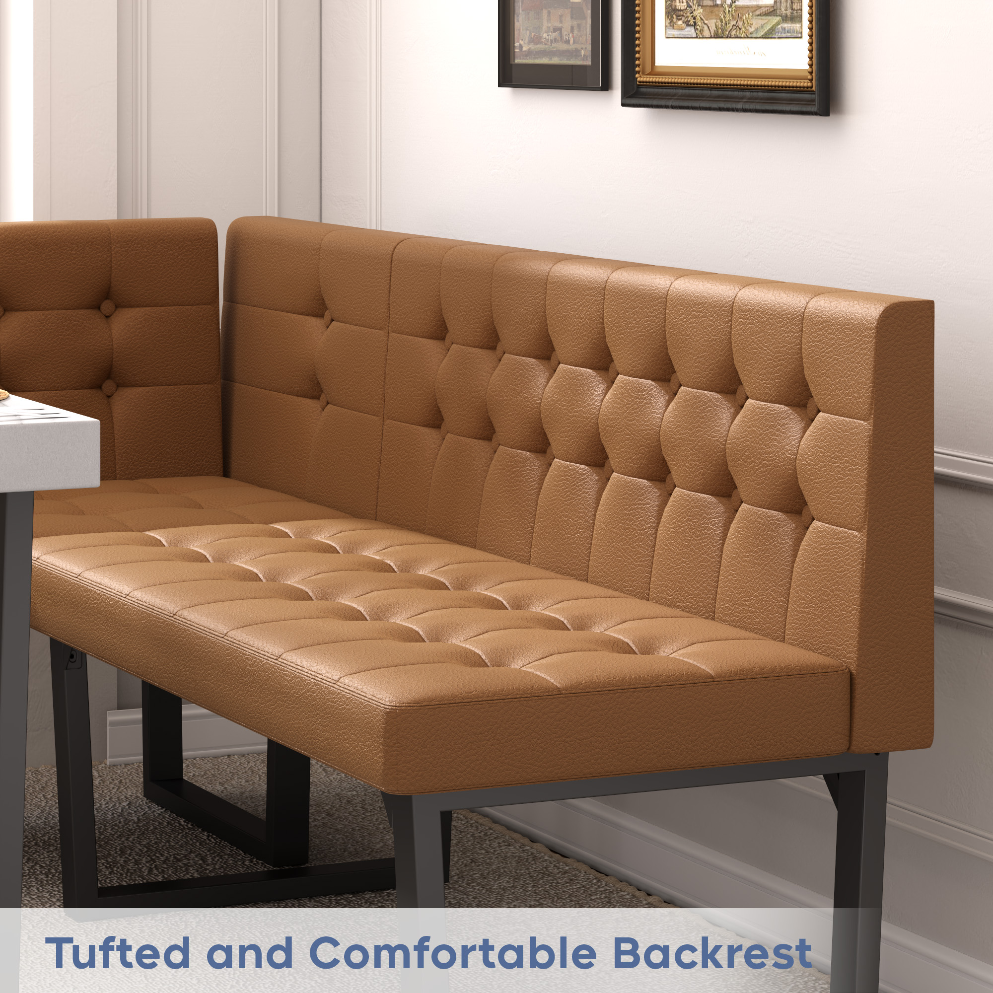 Brafabhome 5 Piece Corner Dining Table Set, 72 Inch Breakfast Nook with Banquette, Modern Kitchen Table with Storage Bench for 6 | Orange