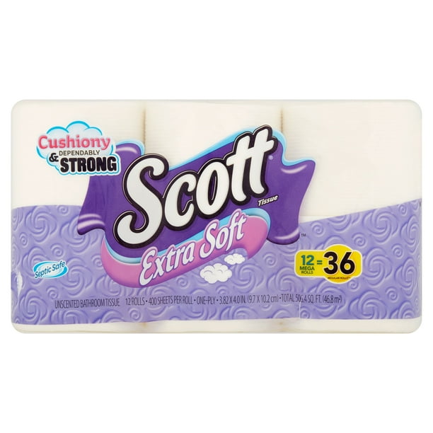 Scott Extra Soft Toilet Paper, 12 Mega Rolls