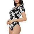 thumbnail image 2 of Balery Lilies Flowers Women's Short Sleevee Crew Neck Bodysuit Tops Short Sleeve Tops Basic-Medium, 2 of 9