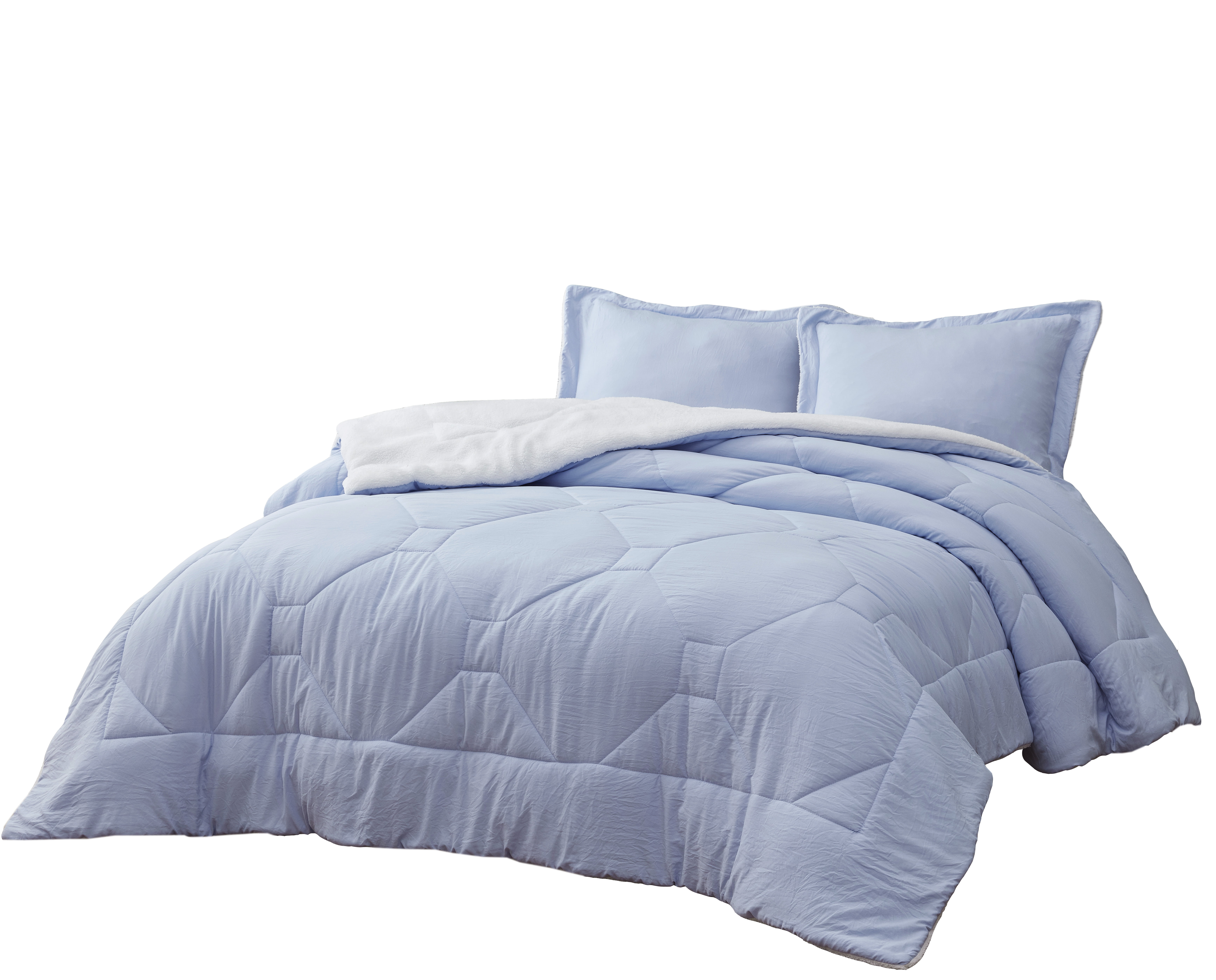 Cozy Beddings 2pc Comforter Set Quilted, Light Blue Duvet Cover Twin Xl
